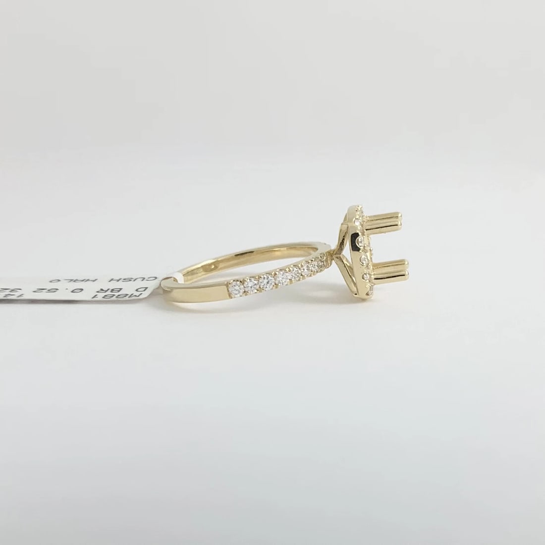 Cushion Halo Diamond Engagement Ring Setting Mounting 14K Yellow Gold, 3.29 Gr - 9