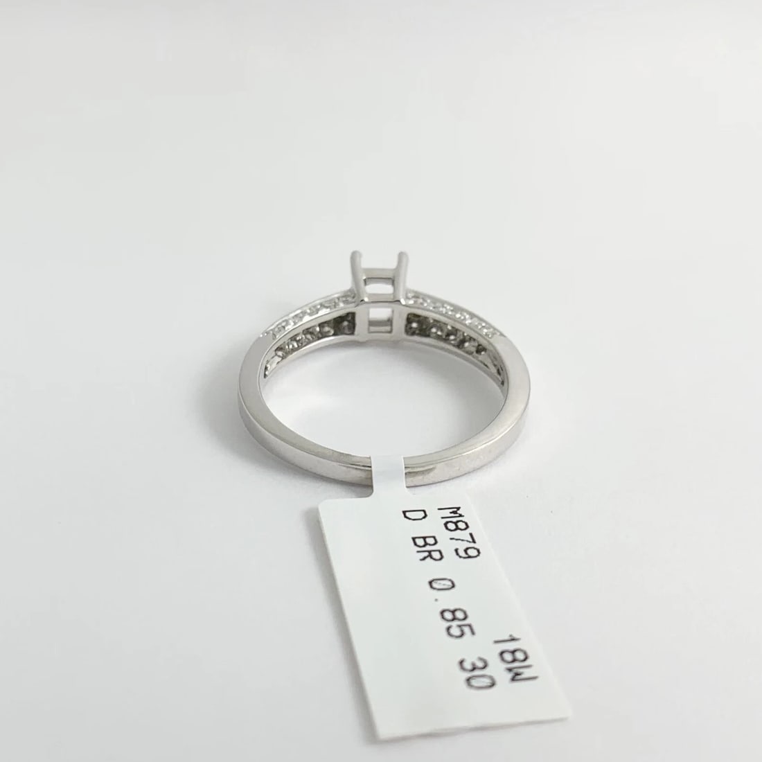 3-Sided Pave Diamond Engagement Ring Setting Mounting 18K White Gold, 5.09 Gr - 11