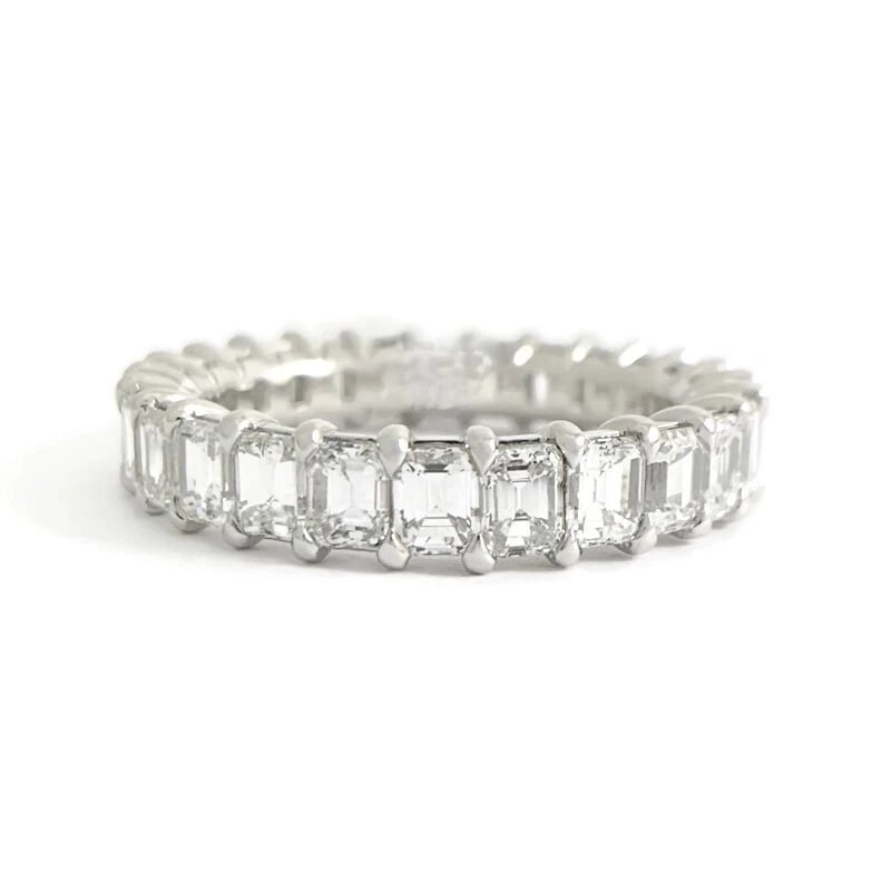 Emerald Cut Diamond Eternity Wedding Band Ring Platinum, Size 7.25, 4.57 CTW (1 of 8)
