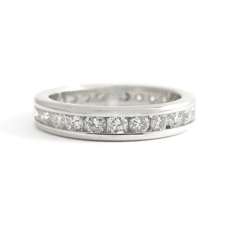 Round Diamond Channel-Set Eternity Ring Wedding Band 14K White Gold, Size 6 (1 of 8)