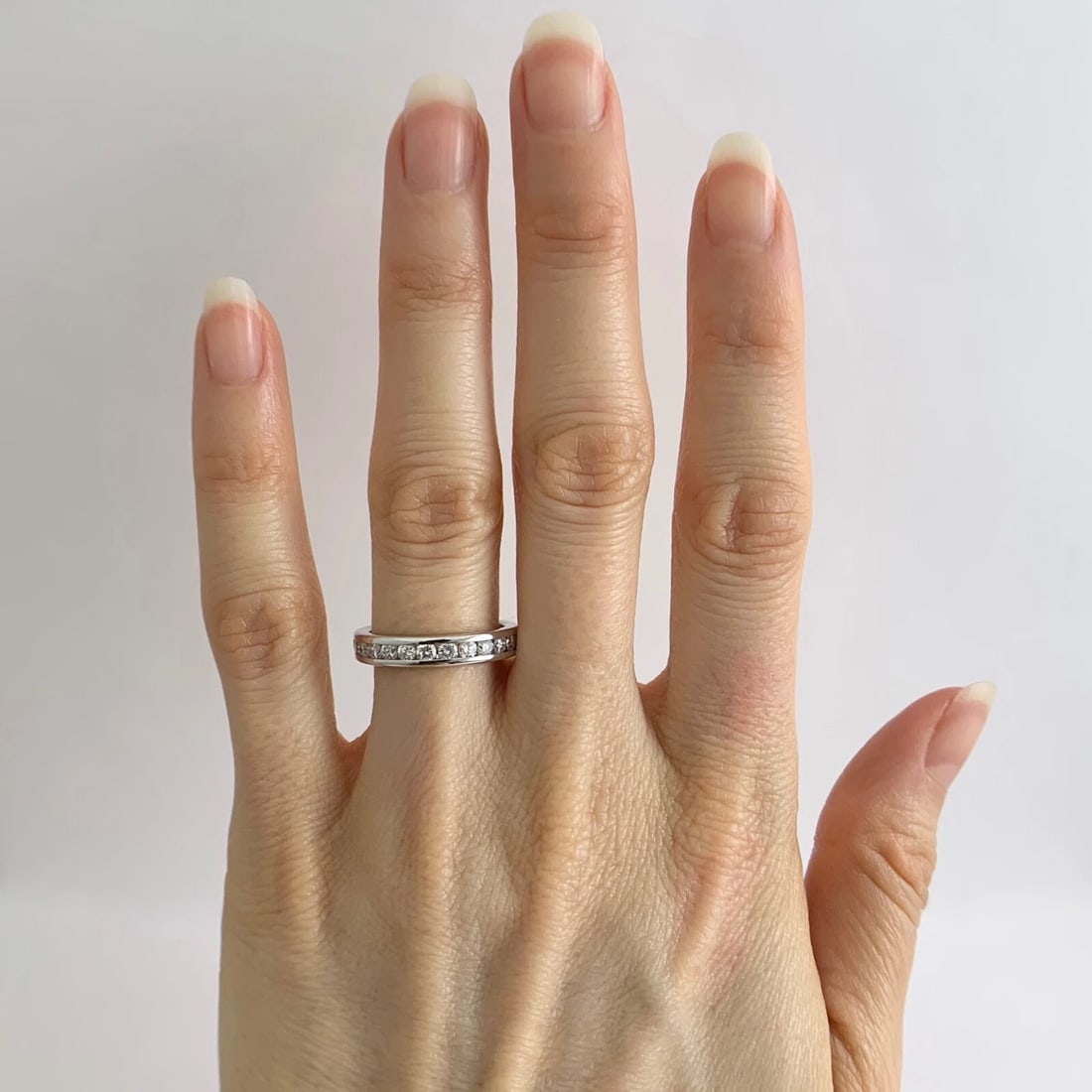 Round Diamond Channel-Set Eternity Ring Wedding Band 14K White Gold, Size 6 - 2