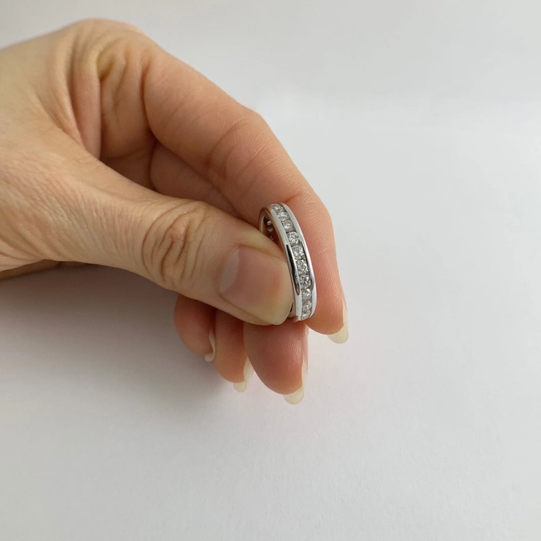 Round Diamond Channel-Set Eternity Ring Wedding Band 14K White Gold, Size 6 - 6