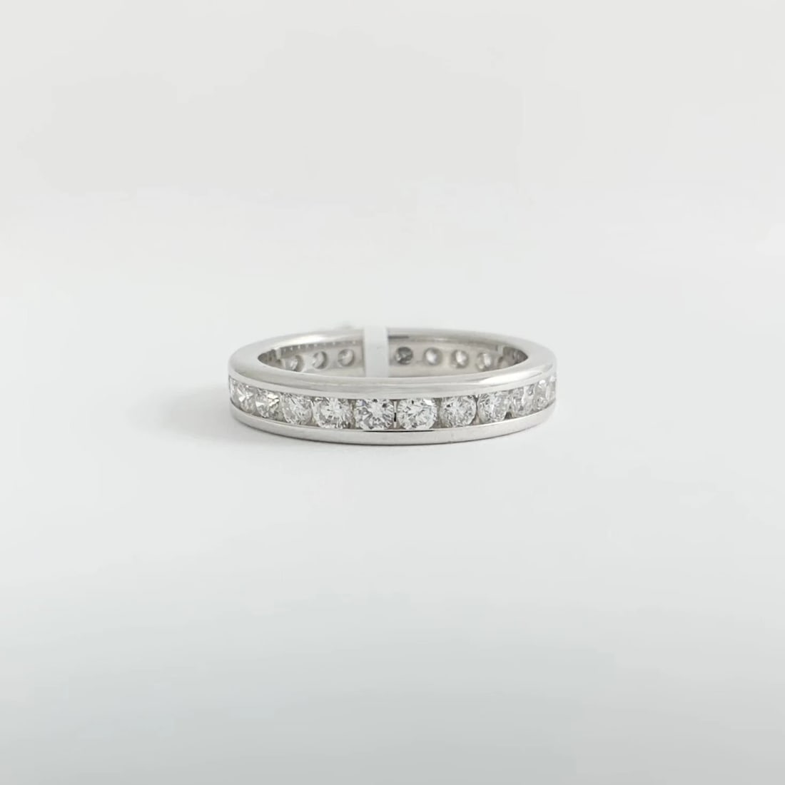Round Diamond Channel-Set Eternity Ring Wedding Band 14K White Gold, Size 6 - 7