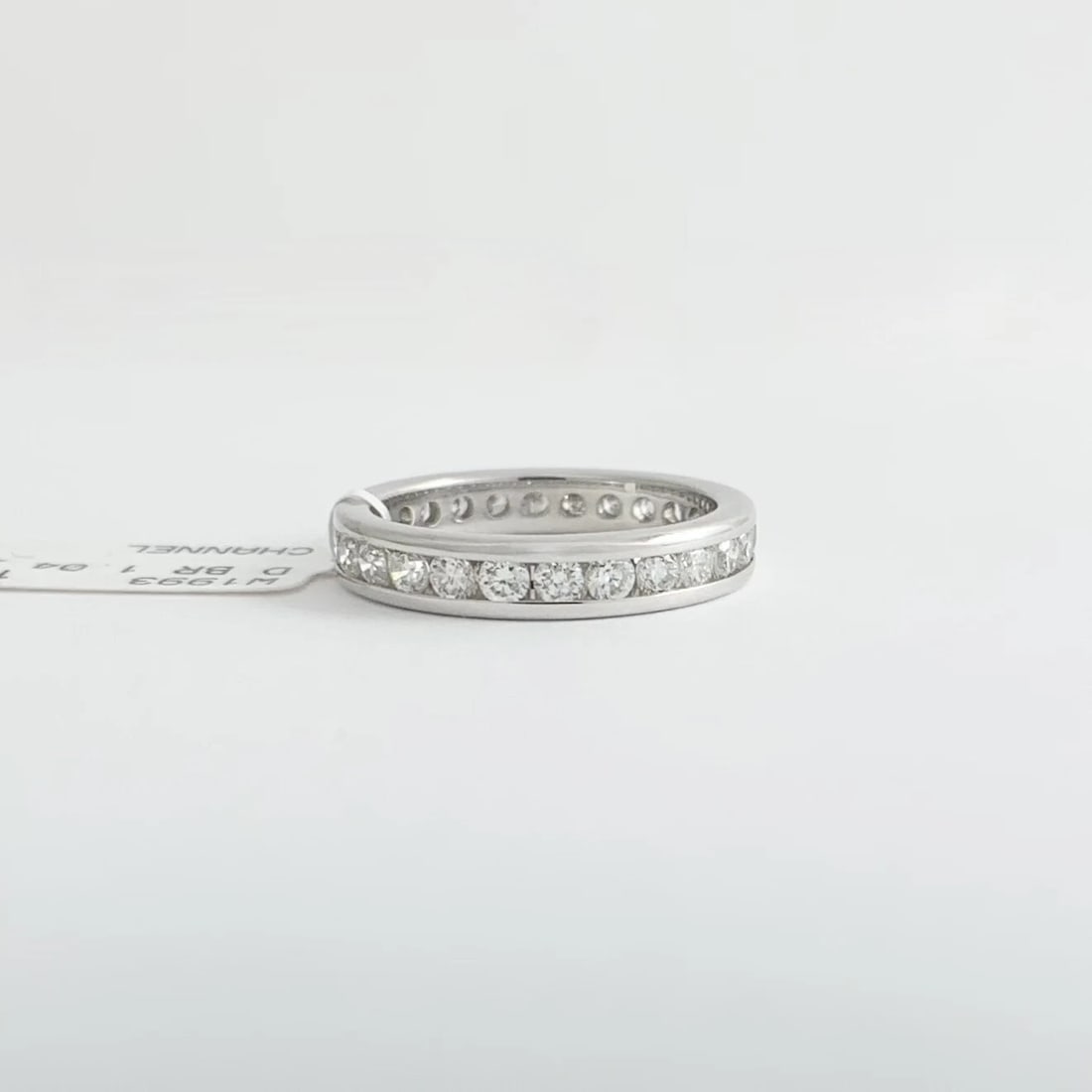 Round Diamond Channel-Set Eternity Ring Wedding Band 14K White Gold, Size 6 - 8