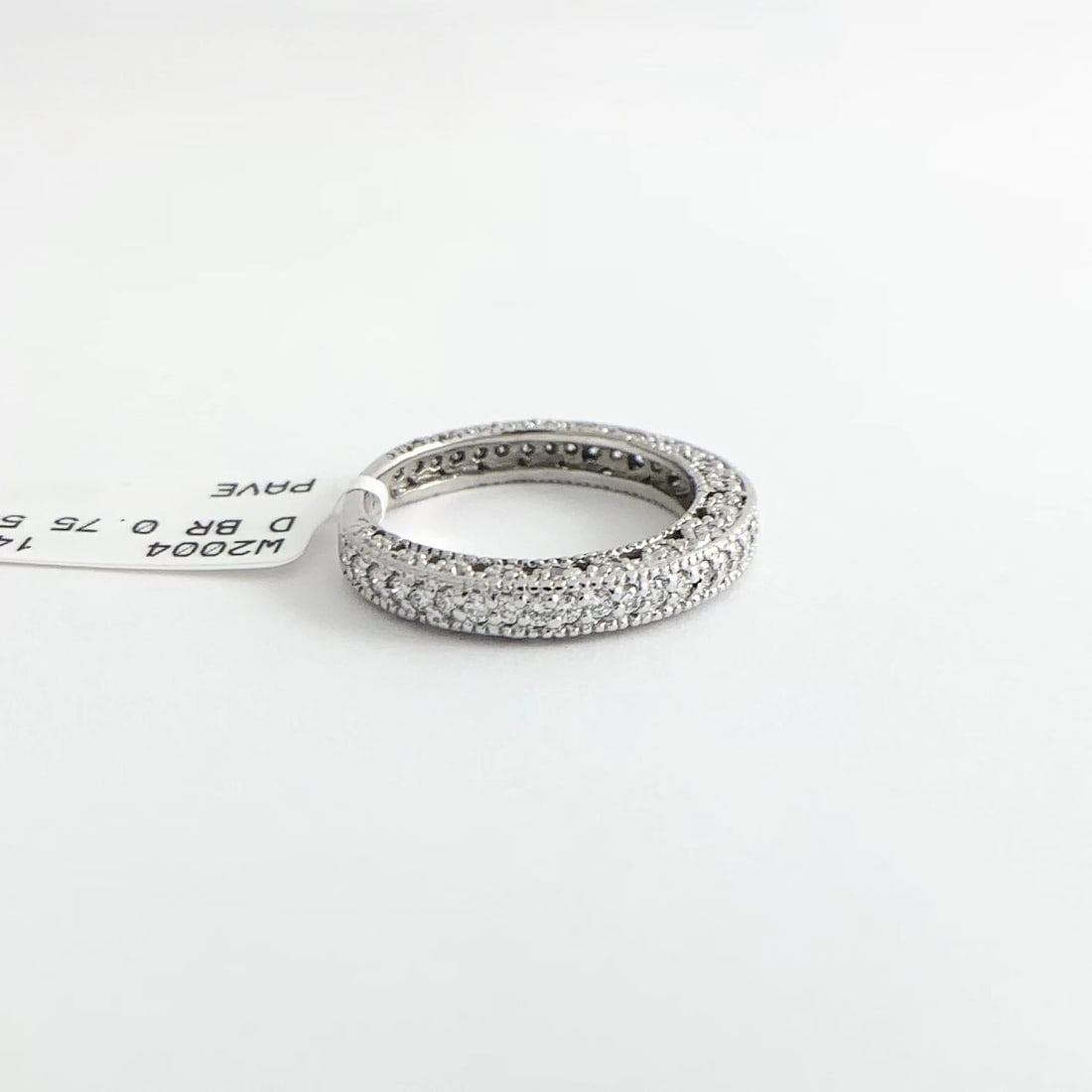 Pave Diamond Milgrain Filigree Dome Wedding Band Ring 14K White Gold, .75 CTW - 8