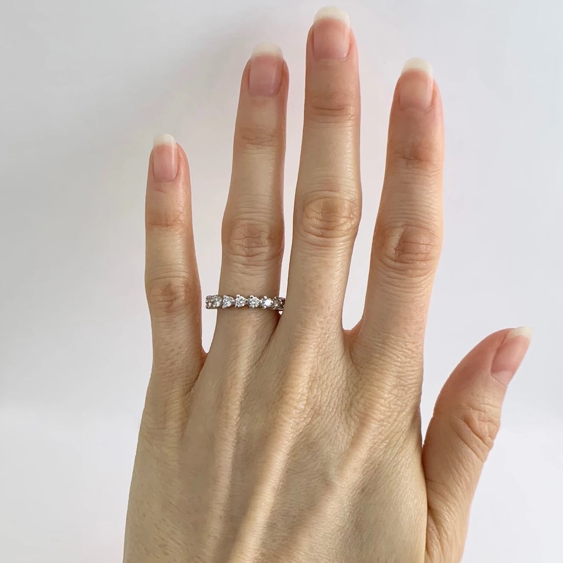 Round 3-Prong Diamond Eternity Wedding Band Ring Platinum, 1.20 CTW, Size 5.5 - 2