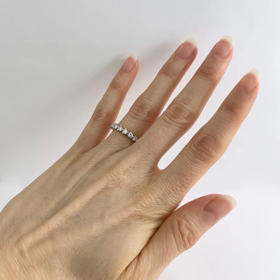 Round 3-Prong Diamond Eternity Wedding Band Ring Platinum, 1.20 CTW, Size 5.5 - 4