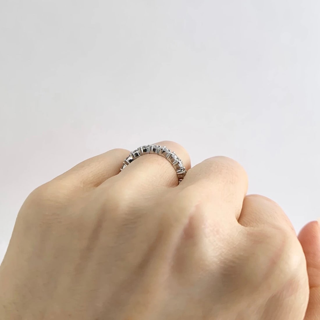 Round 3-Prong Diamond Eternity Wedding Band Ring Platinum, 1.20 CTW, Size 5.5 - 5