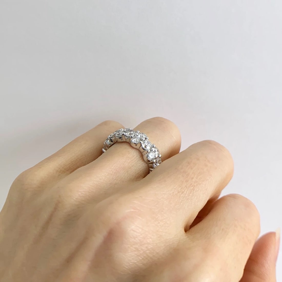 Cluster Round Diamond Eternity Wedding Band Ring 14K White Gold, 4.68 CTW - 6