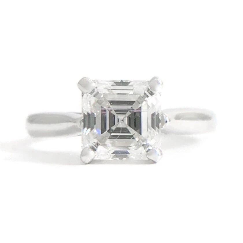 Asscher Solitaire Diamond Engagement Ring 14K White Gold 1.76 CT (1 of 9)