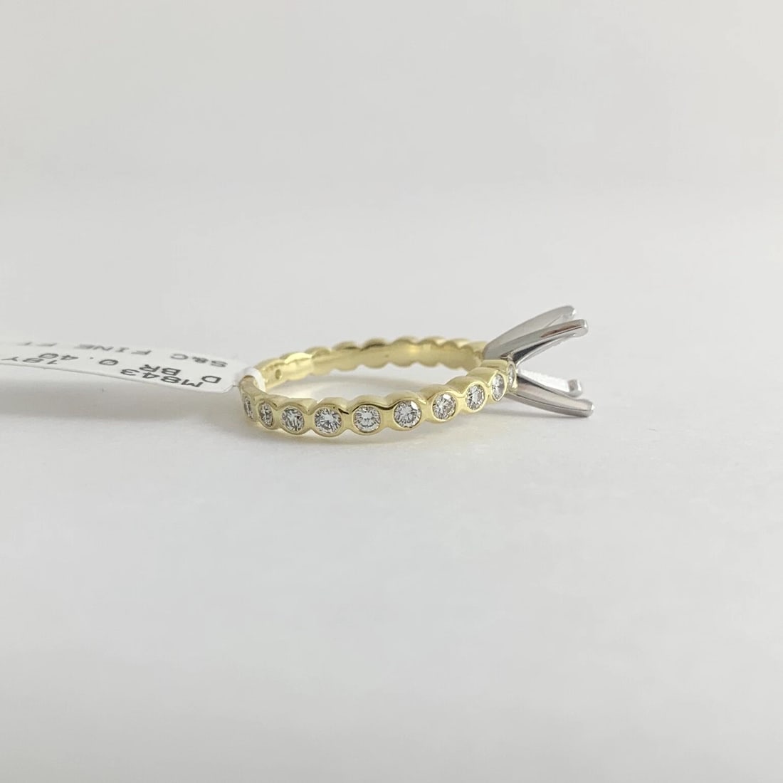 Bezel Diamond Engagement Ring Setting Mounting 18K Yellow Gold, 3.21 Grams - 10