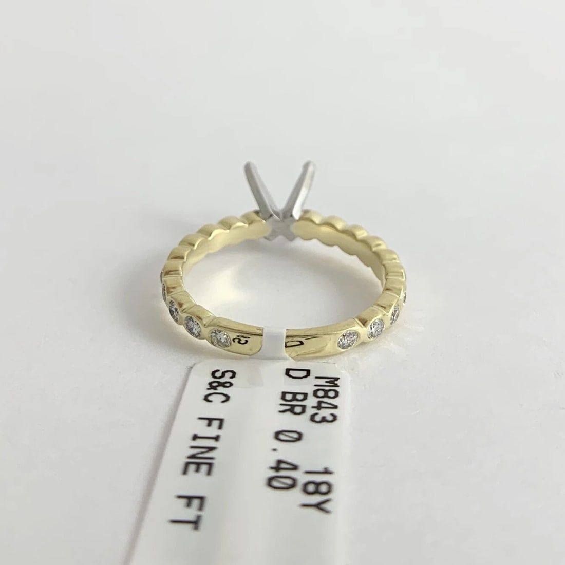 Bezel Diamond Engagement Ring Setting Mounting 18K Yellow Gold, 3.21 Grams - 11