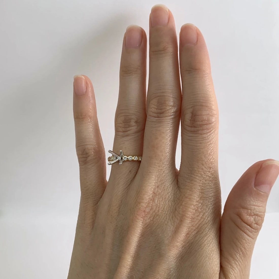 Bezel Diamond Engagement Ring Setting Mounting 18K Yellow Gold, 3.21 Grams - 3