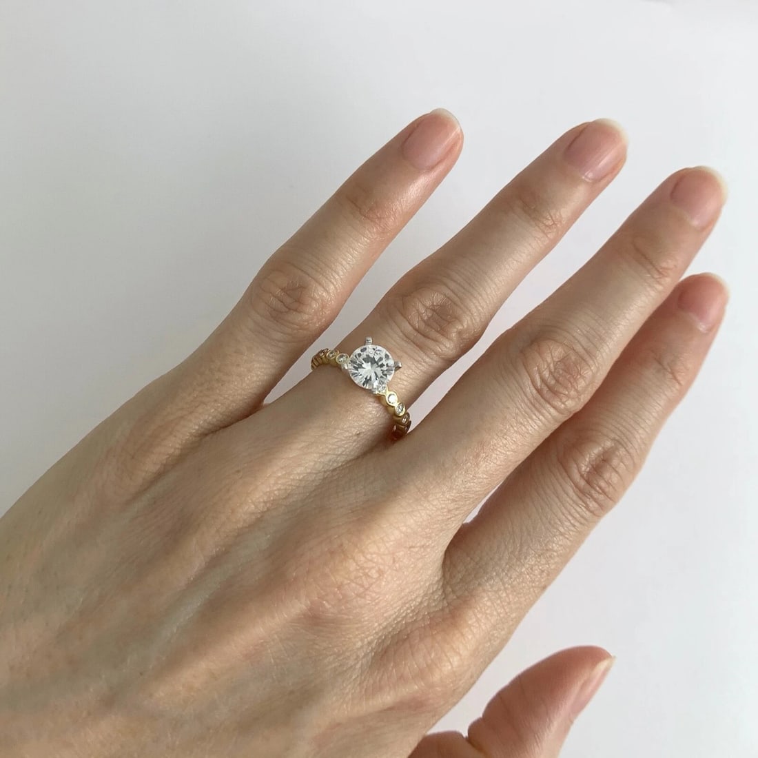 Bezel Diamond Engagement Ring Setting Mounting 18K Yellow Gold, 3.21 Grams - 7