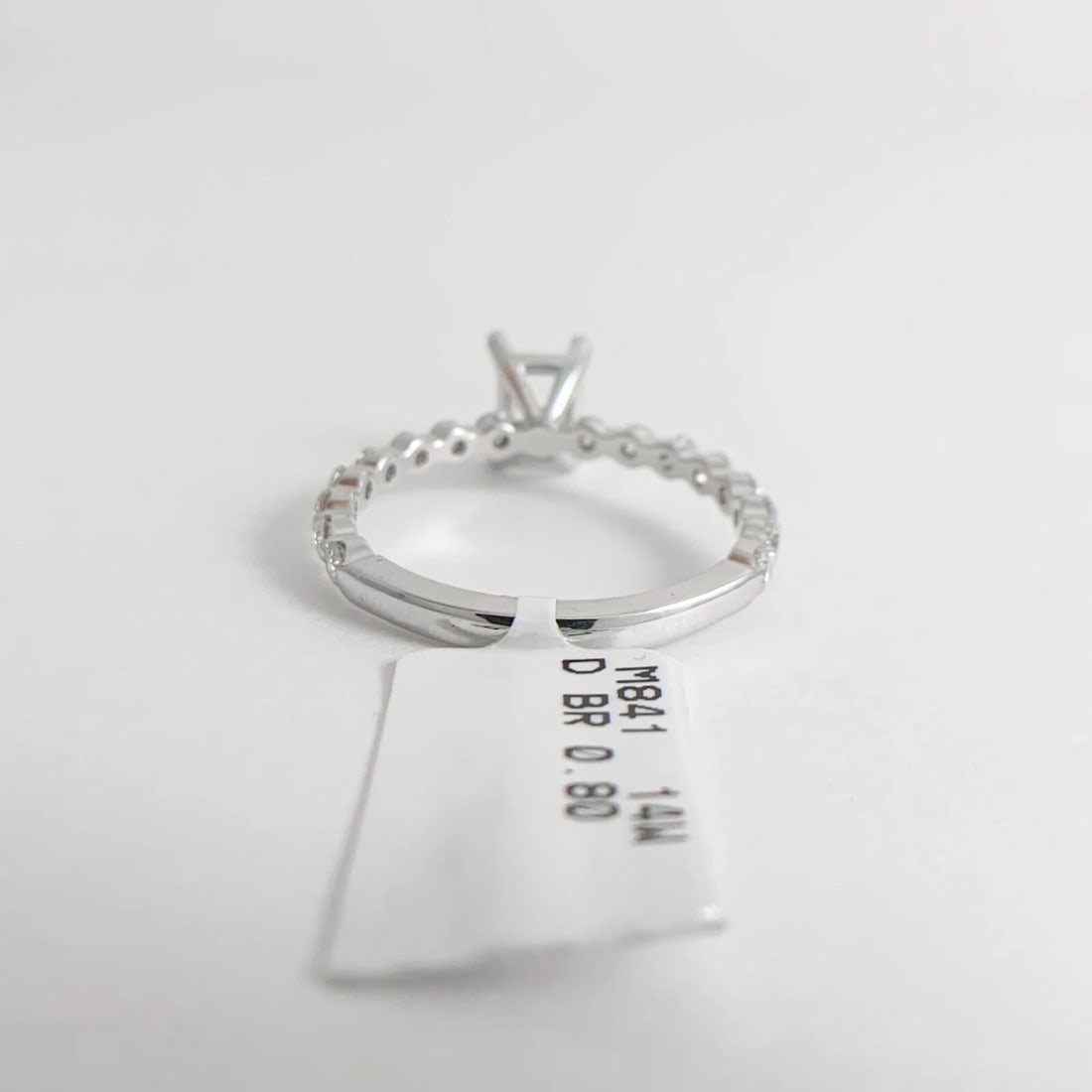 Rectangle Bead Set Diamond Engagement Ring Setting Mounting 14K White Gold - 11