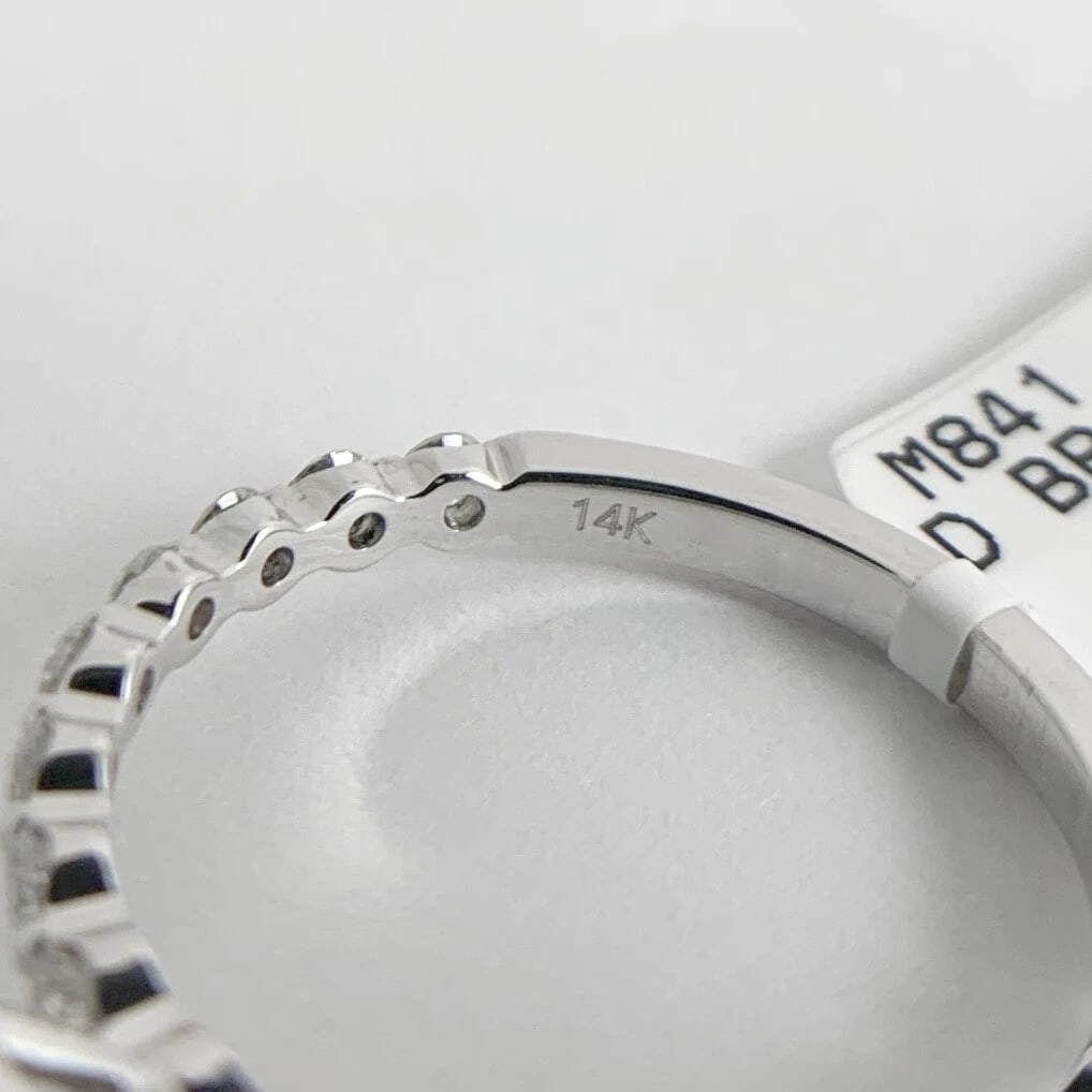 Rectangle Bead Set Diamond Engagement Ring Setting Mounting 14K White Gold - 12