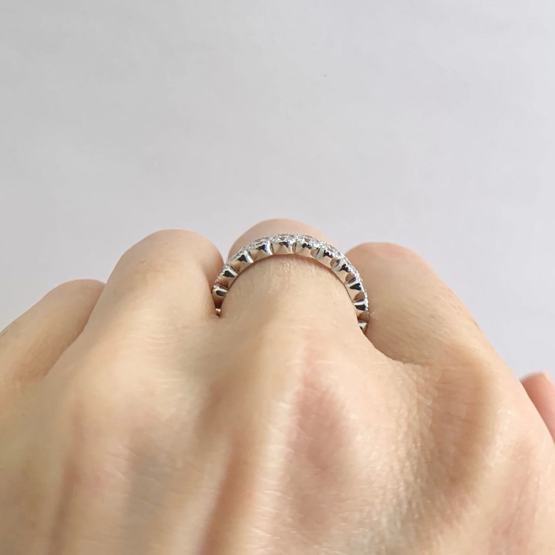 Milgrain Bezel Round Diamond Wedding Band Ring 14K White Gold, 1.20 CTW, 3.35 Gr - 5