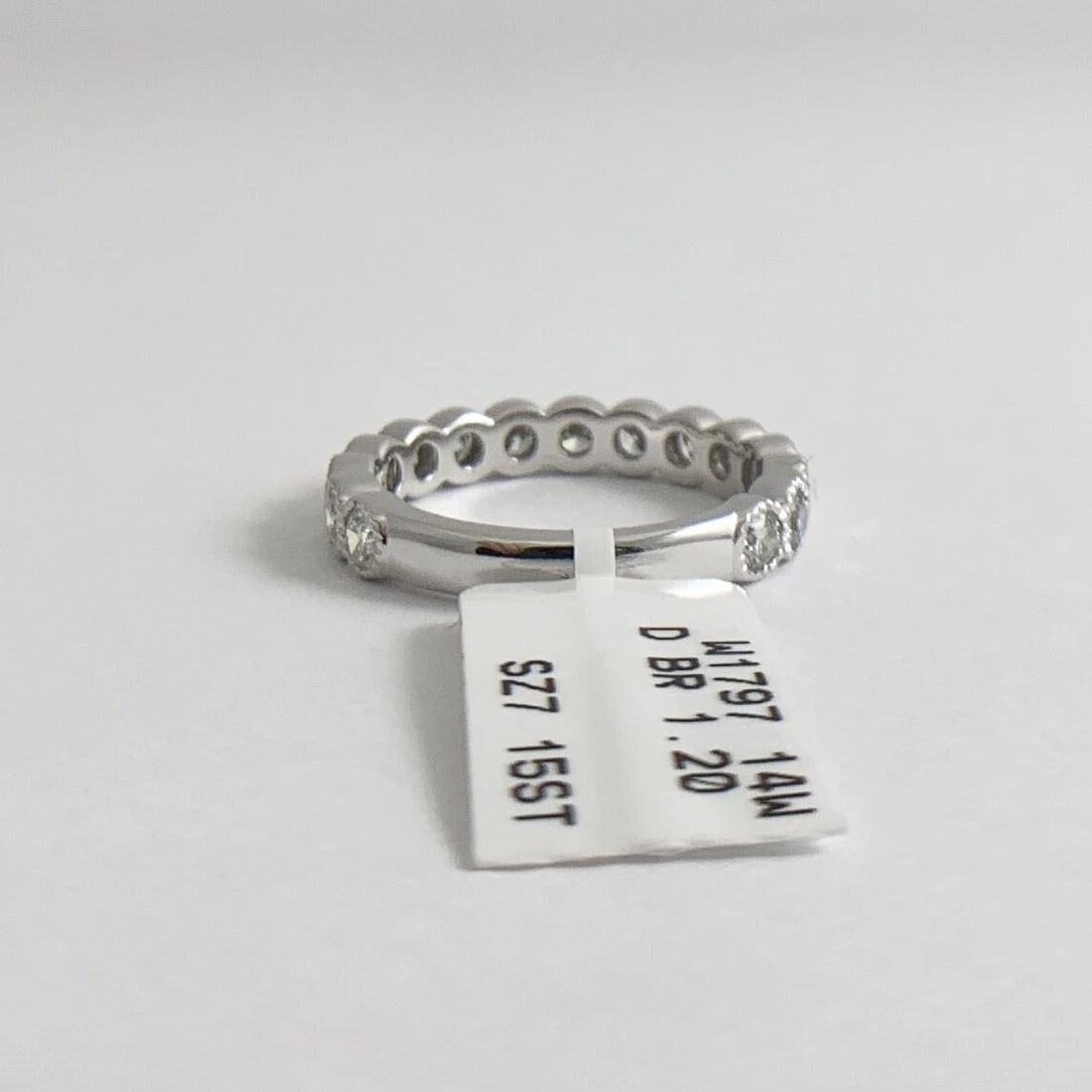 Milgrain Bezel Round Diamond Wedding Band Ring 14K White Gold, 1.20 CTW, 3.35 Gr - 8