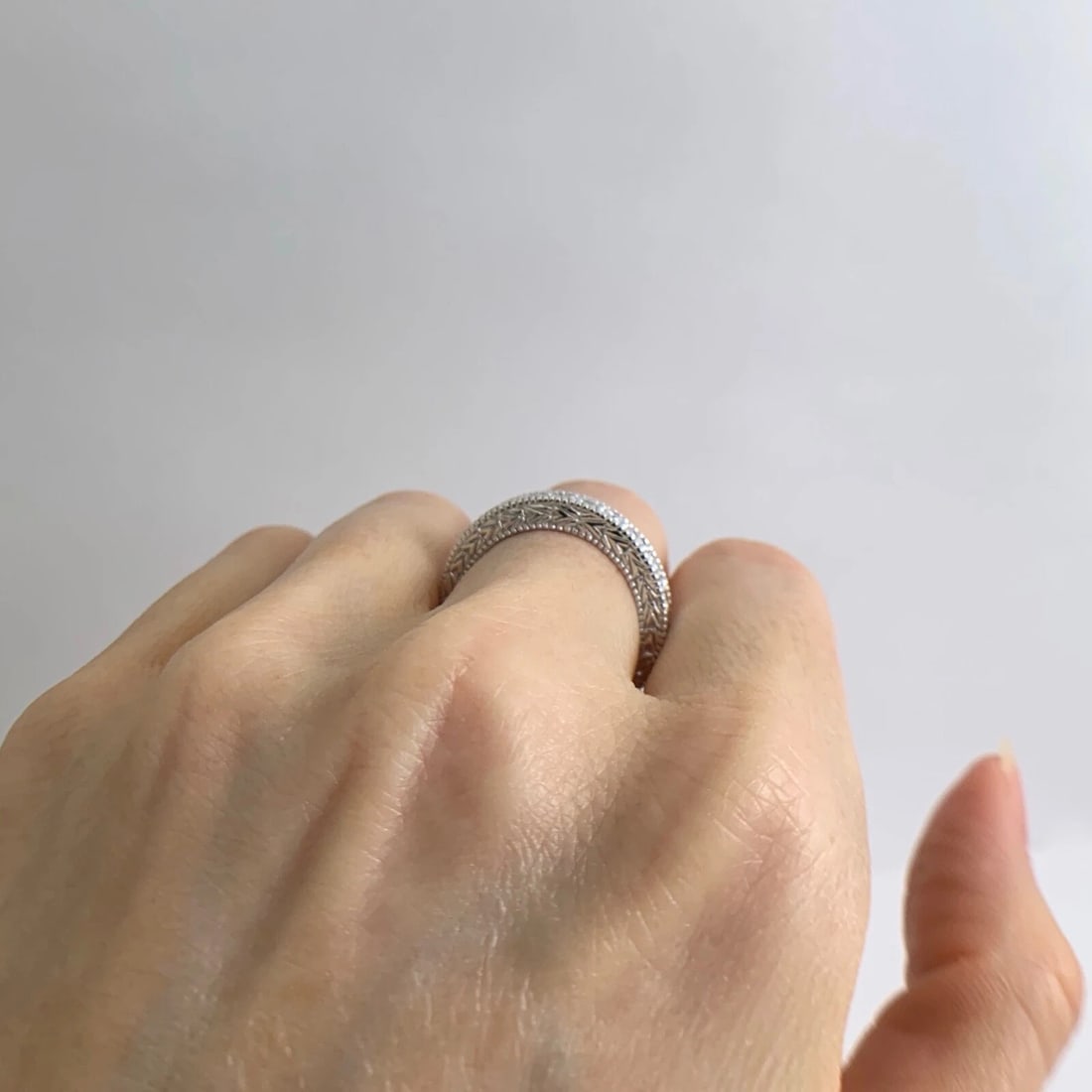 7-Stone Diamond Milgrain Wedding Band Ring 14K White Gold, .35 CTW, 7.06 Gram - 5