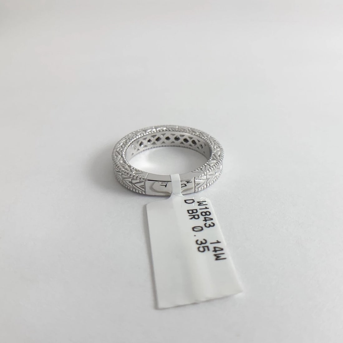 7-Stone Diamond Milgrain Wedding Band Ring 14K White Gold, .35 CTW, 7.06 Gram - 8