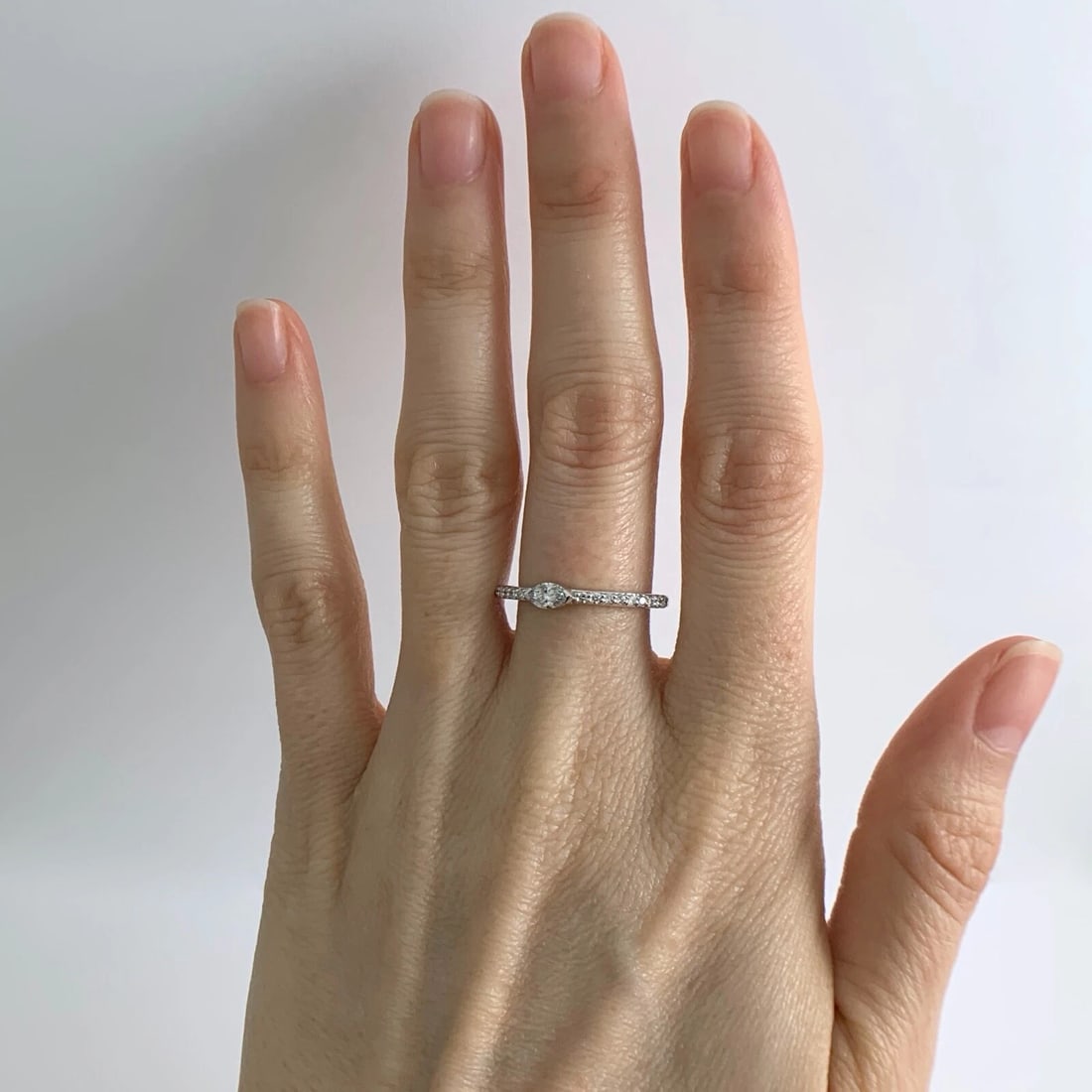 Marquise Diamond Statement Wedding Band Ring 14K White Gold, .40 CTW, 2.26 Grams - 3