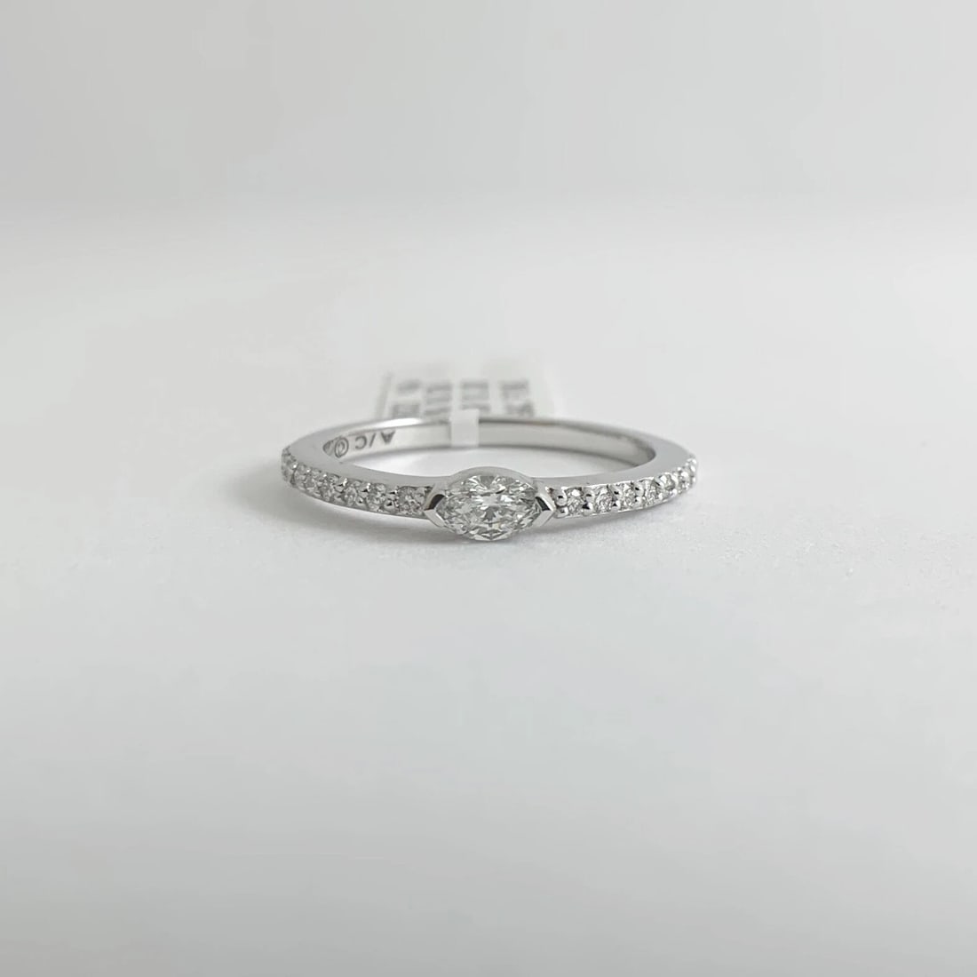 Marquise Diamond Statement Wedding Band Ring 14K White Gold, .40 CTW, 2.26 Grams - 8