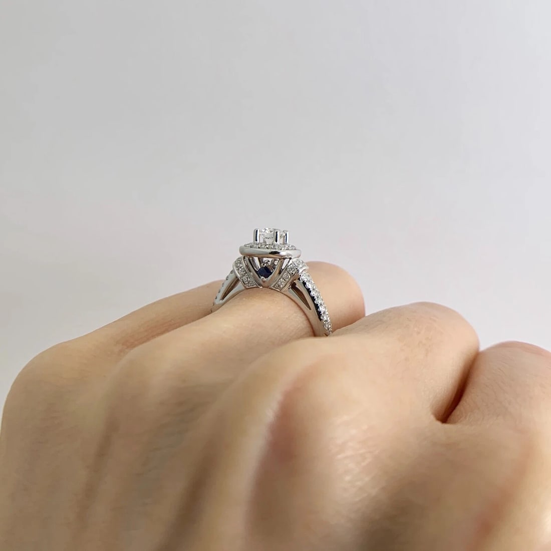 Vera Wang Round Diamond Cushion Halo Engagement Ring 14K White Gold, .83 CTW - 4