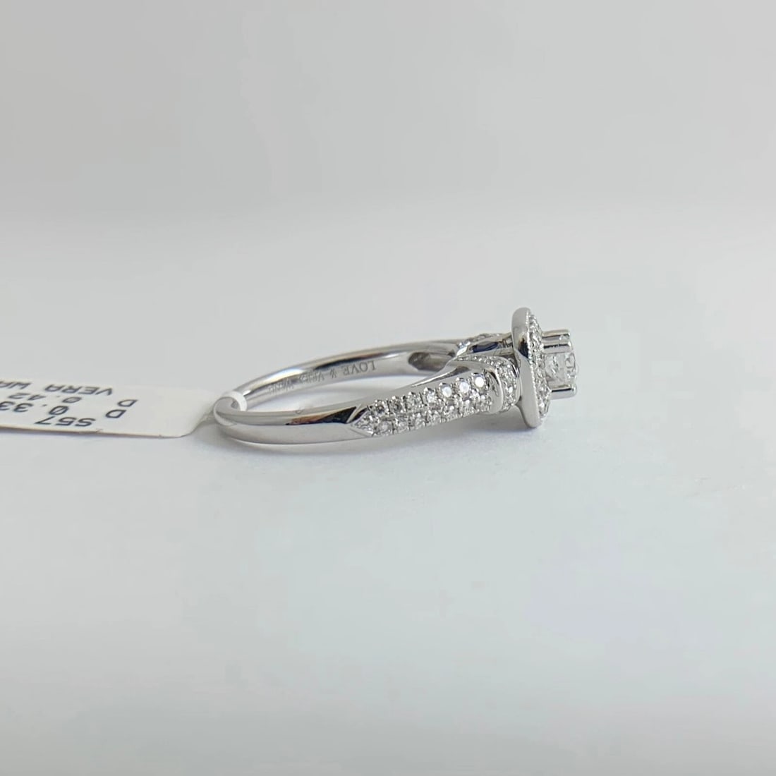 Vera Wang Round Diamond Cushion Halo Engagement Ring 14K White Gold, .83 CTW - 7