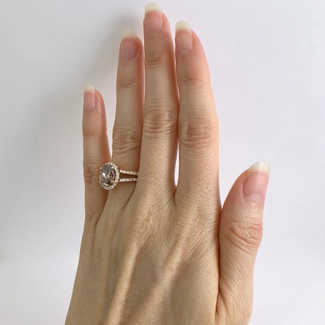 GIA Oval Brown Diamond Split Shank Halo Engagement Ring 14K Rose Gold 2.76 CTW - 4