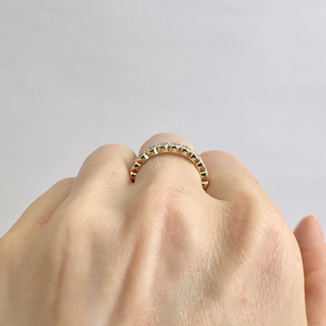 Milgrain Bezel Round Diamond Wedding Band Ring 14K Yellow Gold 1.20 CTW, 3.33 Gr - 5