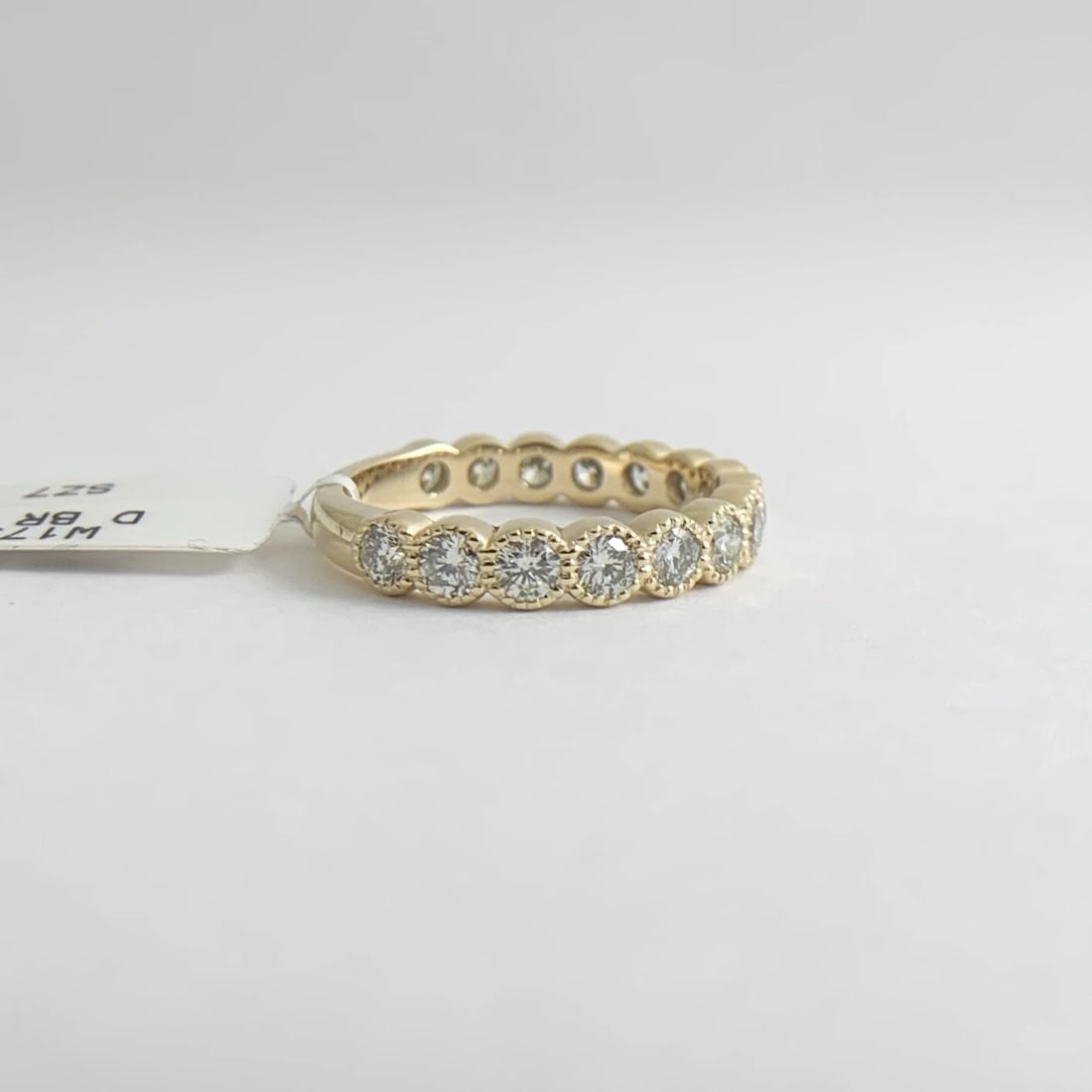 Milgrain Bezel Round Diamond Wedding Band Ring 14K Yellow Gold 1.20 CTW, 3.33 Gr - 7