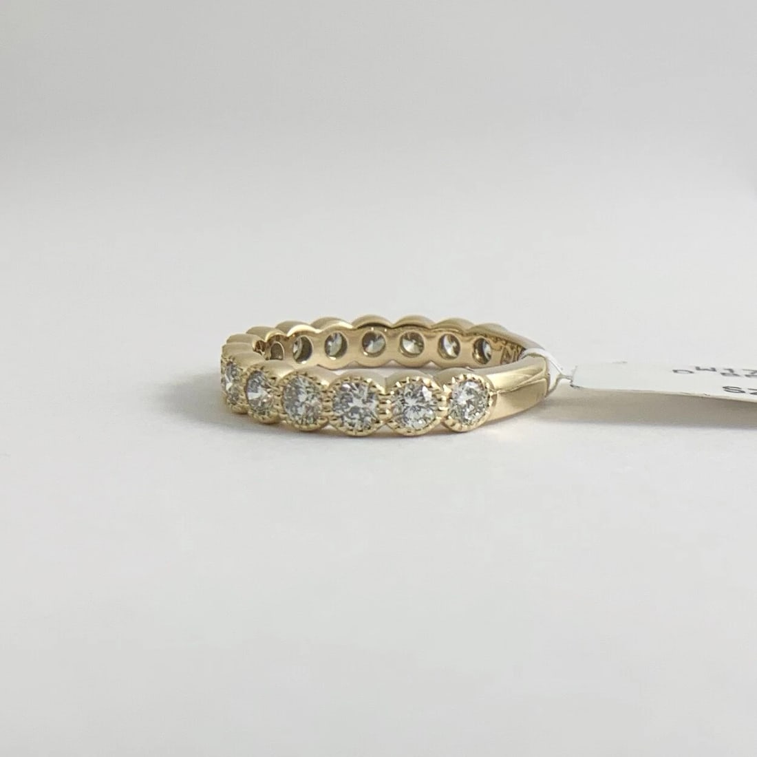 Milgrain Bezel Round Diamond Wedding Band Ring 14K Yellow Gold 1.20 CTW, 3.33 Gr - 9