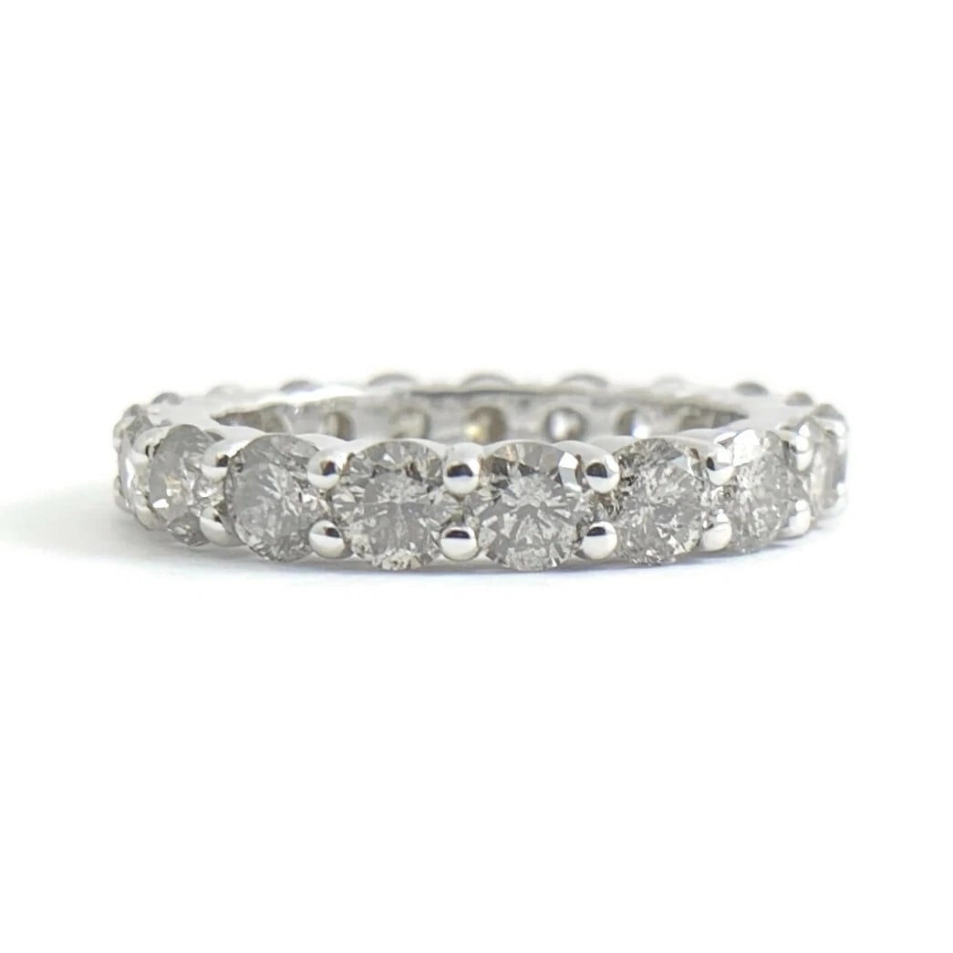 Round Diamond Eternity Ring Wedding Band 14K White Gold, 3.75 CTW, 4.17 Grams (1 of 9)