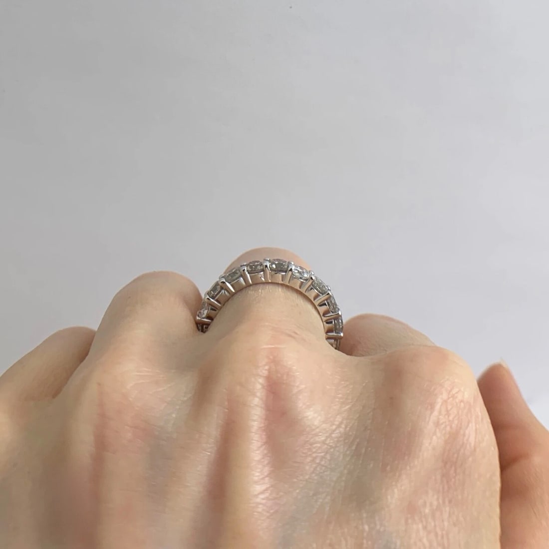 Round Diamond Eternity Ring Wedding Band 14K White Gold, 3.75 CTW, 4.17 Grams - 5