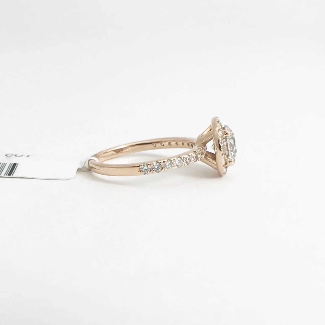 EGL Round Halo Diamond Engagement Ring 14K Pink Rose Gold 1.22 CTW, 2.23 Grams - 7