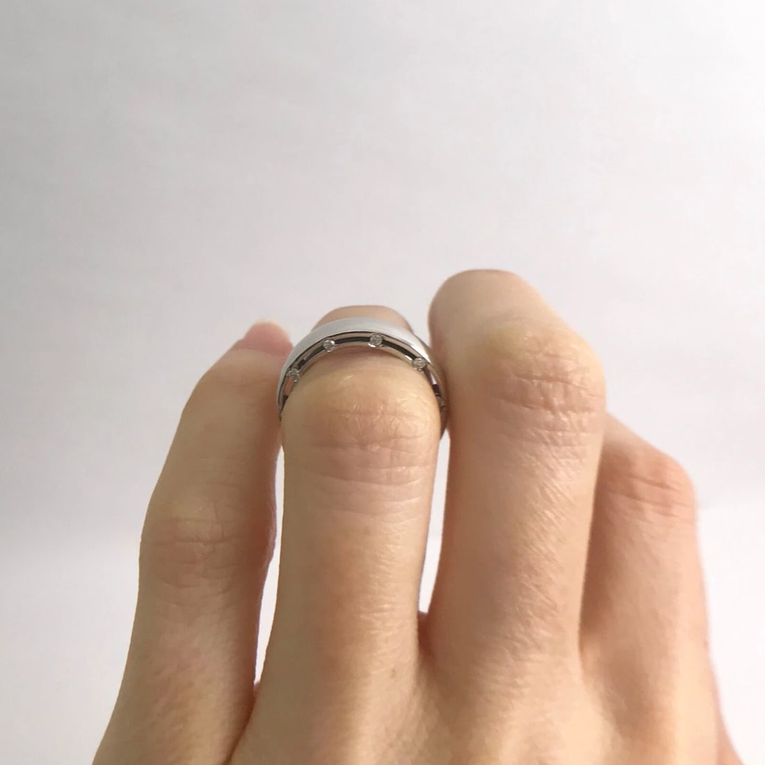 Damiani Brad Pitt D.side Wedding Band Ring 18K White Gold Size 3.75, 5.39 Grams - 4