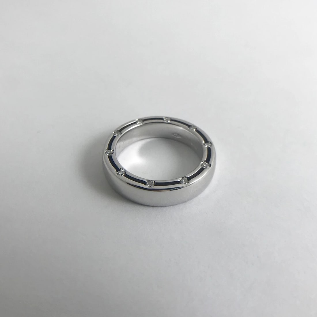 Damiani Brad Pitt D.side Wedding Band Ring 18K White Gold Size 3.75, 5.39 Grams - 6