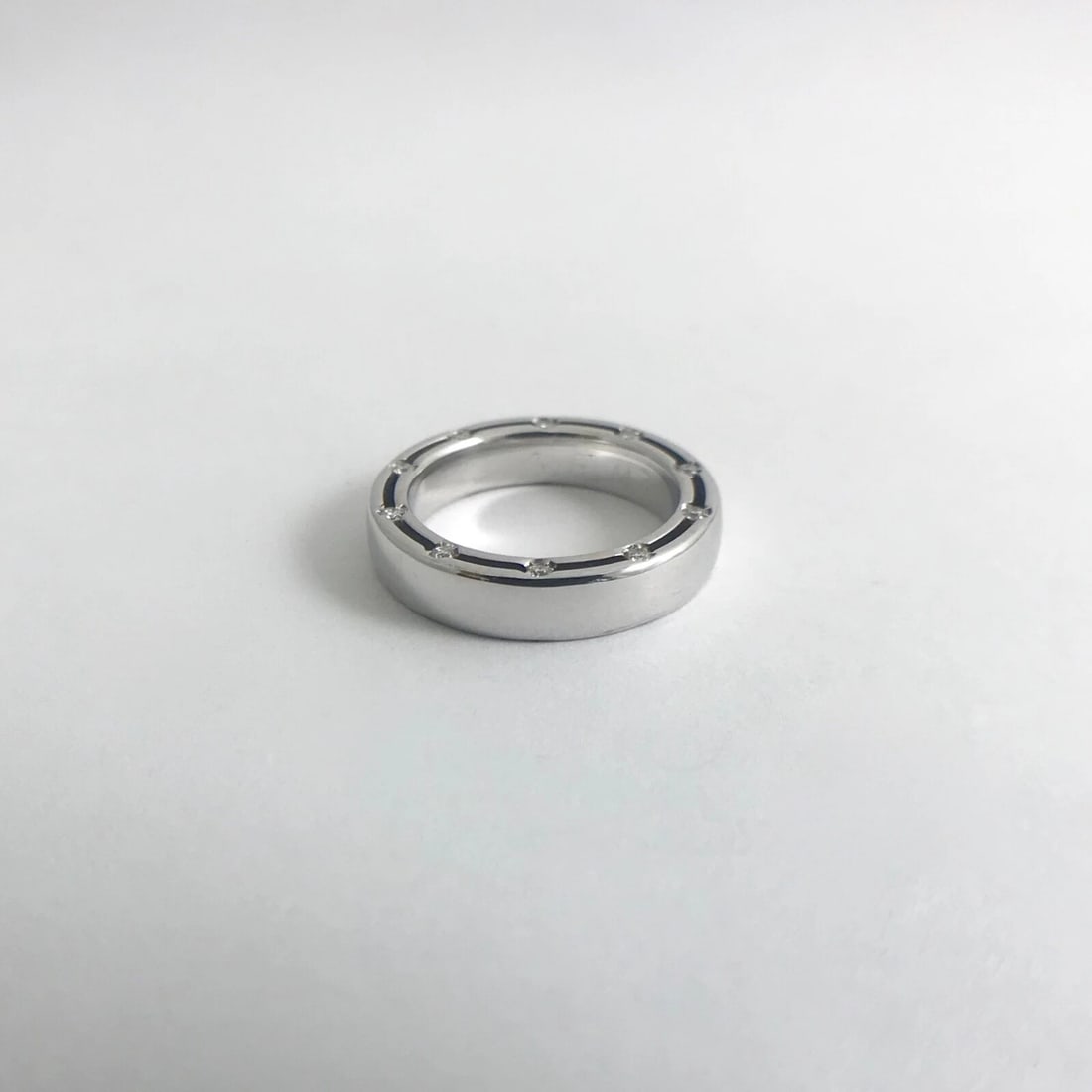 Damiani Brad Pitt D.side Wedding Band Ring 18K White Gold Size 3.75, 5.39 Grams - 9