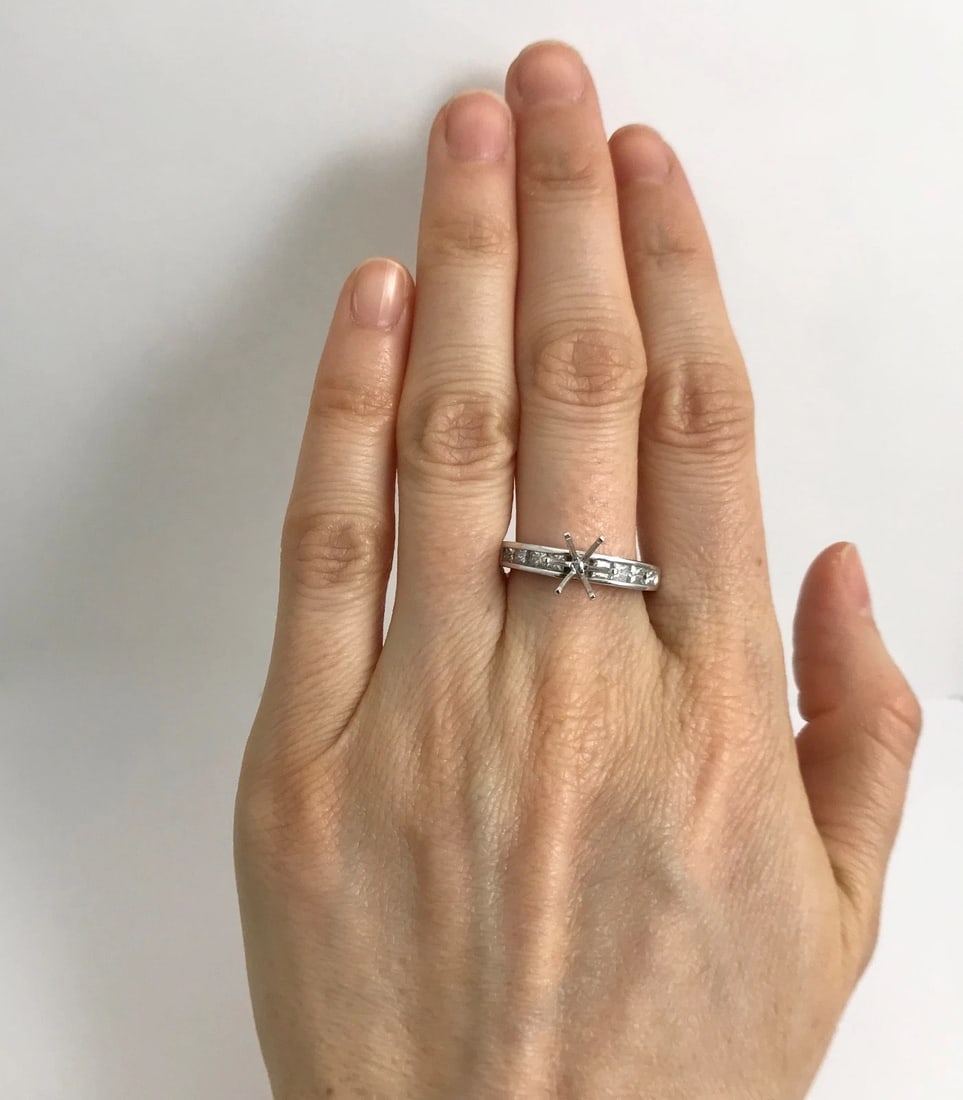 Princess Channel-Set Diamond Engagement Ring Mounting 14K White Gold .65 CTW - 2