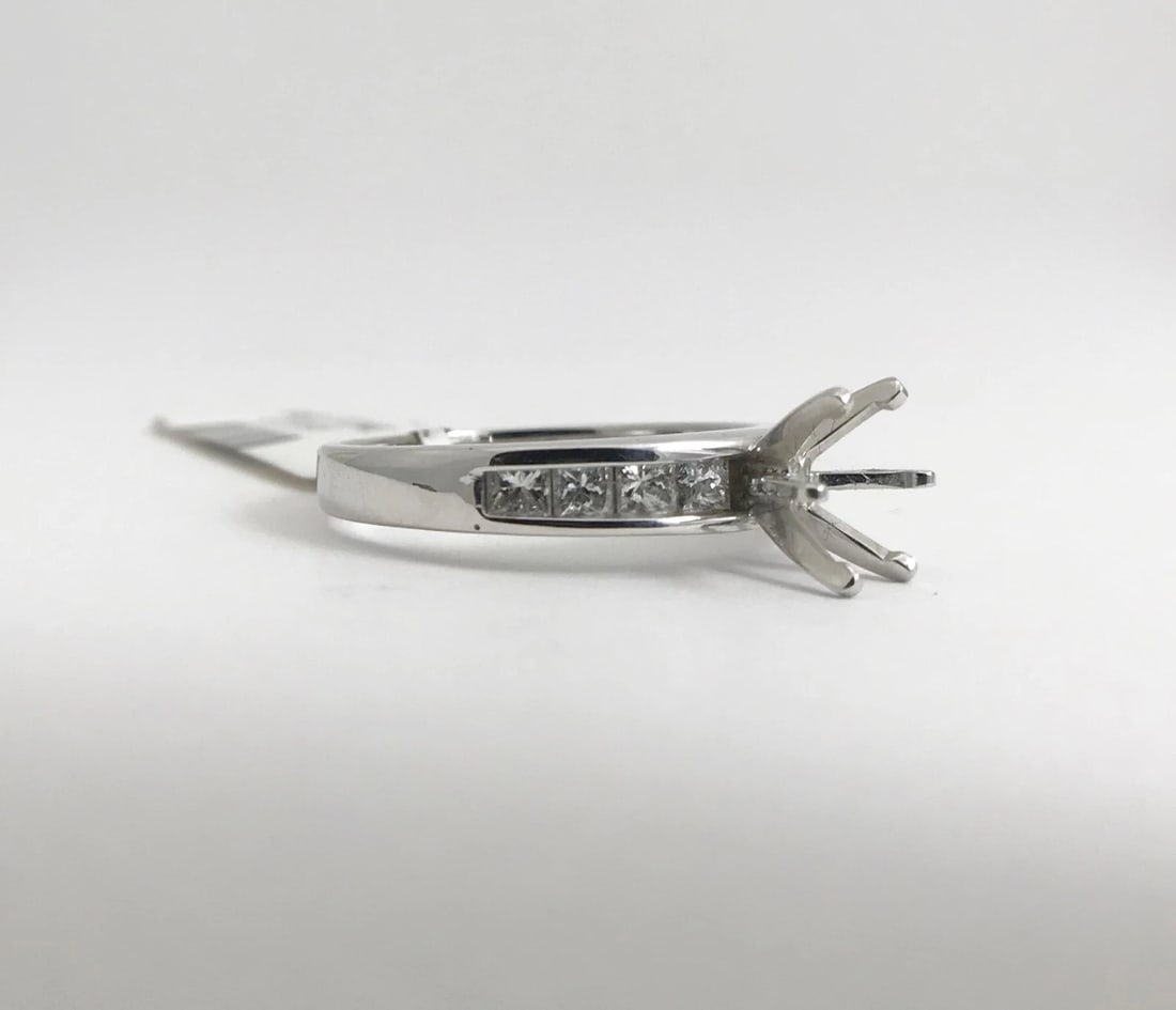 Princess Channel-Set Diamond Engagement Ring Mounting 14K White Gold .65 CTW - 9