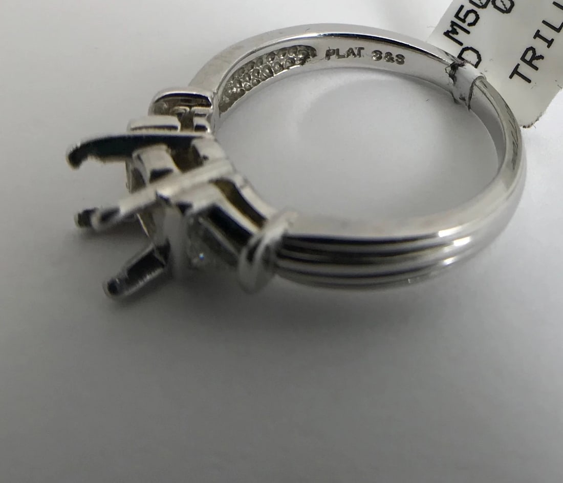 Trillion Triangle Diamond Platinum Engagement Ring Setting Mounting, .20 CTW - 11