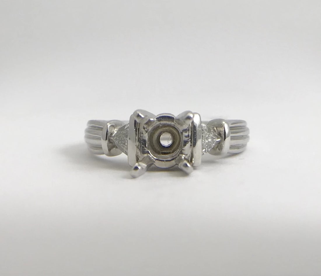 Trillion Triangle Diamond Platinum Engagement Ring Setting Mounting, .20 CTW - 6