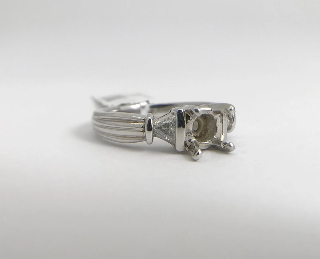 Trillion Triangle Diamond Platinum Engagement Ring Setting Mounting, .20 CTW - 7