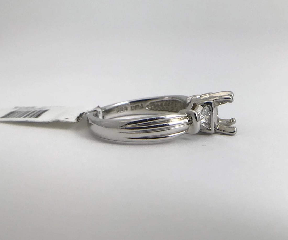 Trillion Triangle Diamond Platinum Engagement Ring Setting Mounting, .20 CTW - 8