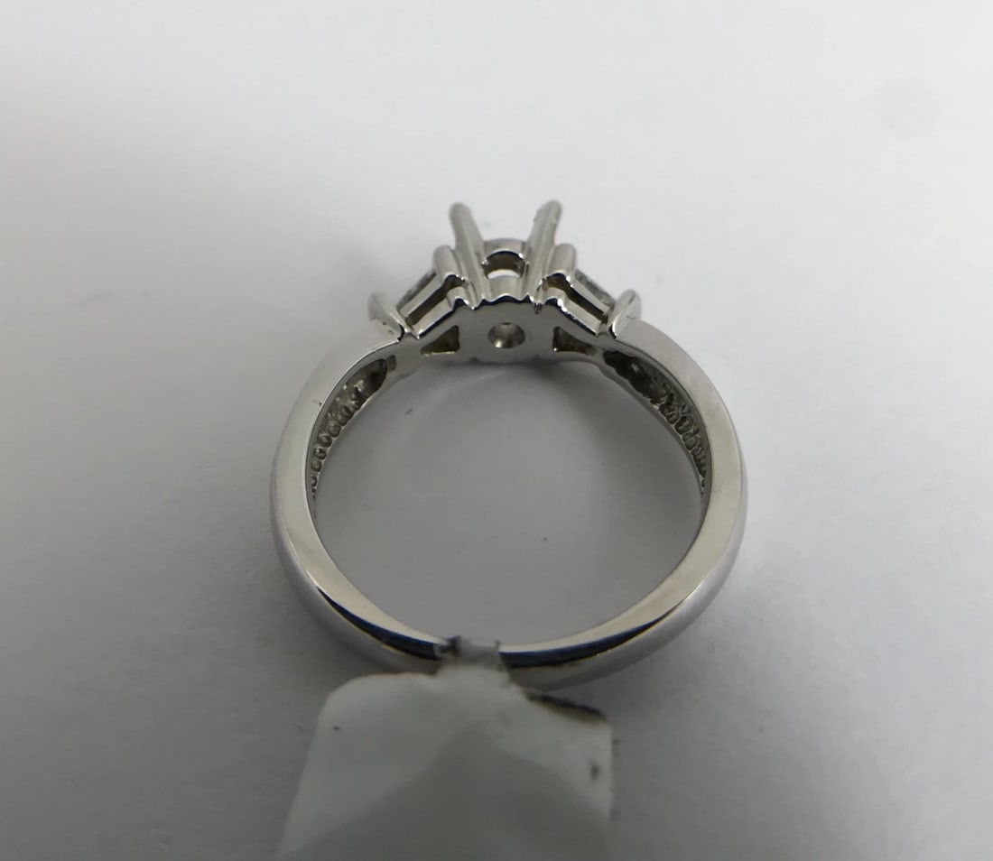 Trillion Triangle Diamond Platinum Engagement Ring Setting Mounting, .20 CTW - 9