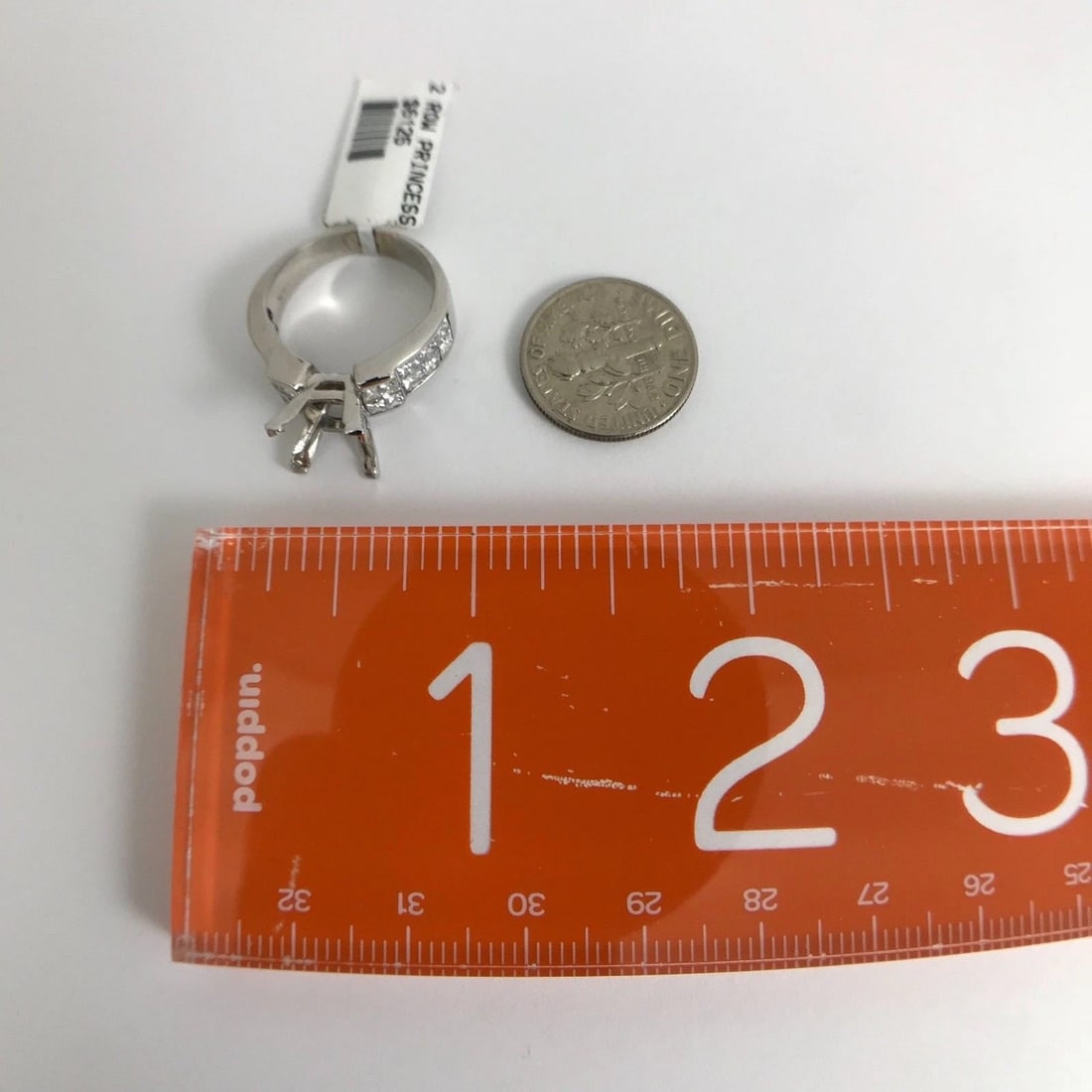 Princess Diamond Step Engagement Ring Setting Mounting 18K White Gold 1.25 CTW - 12