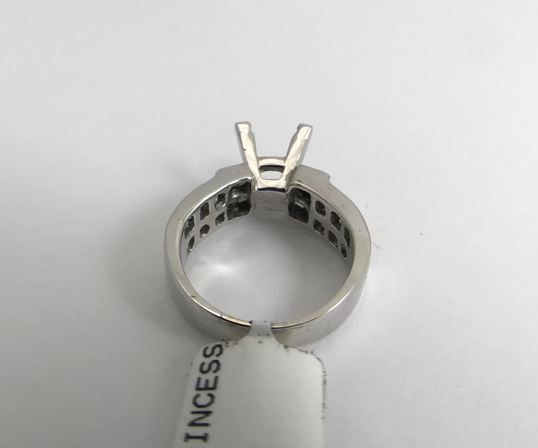 Princess Diamond Step Engagement Ring Setting Mounting 18K White Gold 1.25 CTW - 8