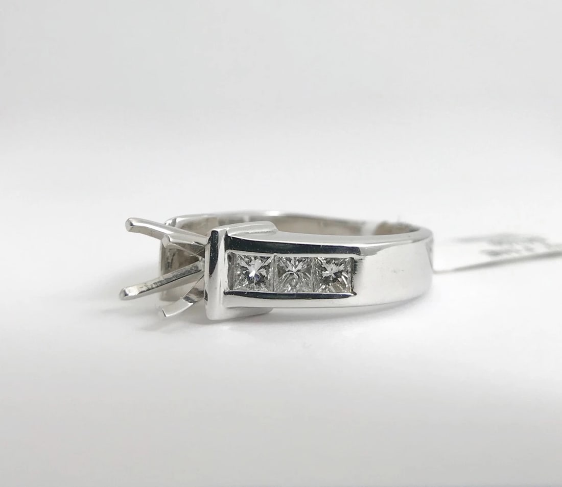 Princess Channel-Set Diamond Engagement Ring Mounting 14K White Gold, .60 CTW - 10