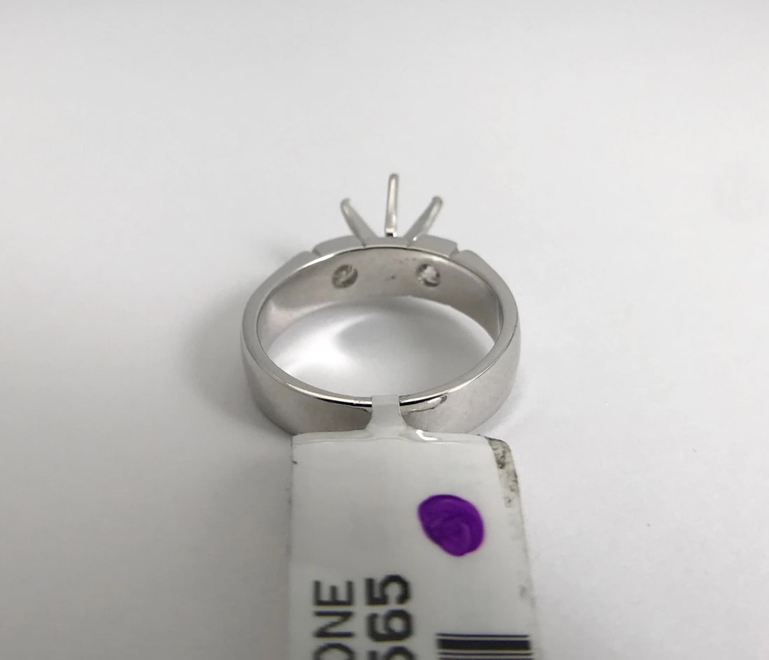 Round 3-Stone Diamond Engagement Ring Setting Mounting 14K White Gold, .70 CTW - 10