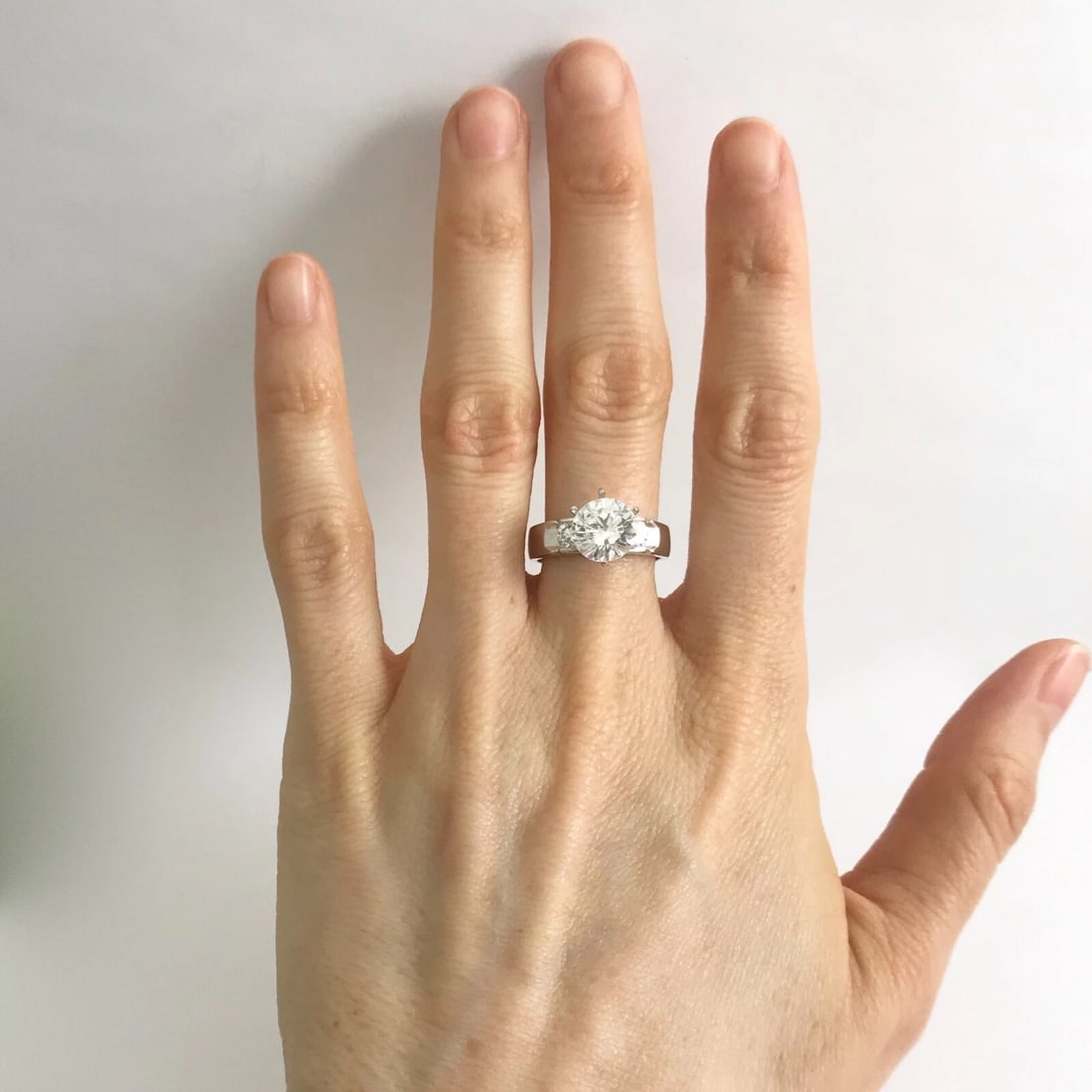 Round 3-Stone Diamond Engagement Ring Setting Mounting 14K White Gold, .70 CTW - 3